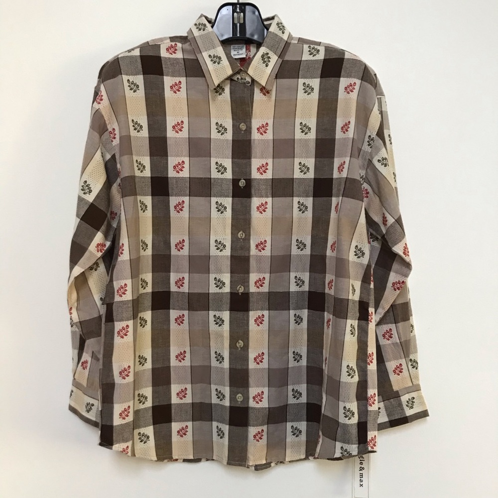 NWT maggie & max fall leaf print vintage button shirt m